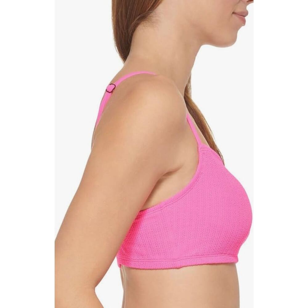 DKNY Neon Pink Textured Bralette Swim Top M NWT - Picture 2 of 6